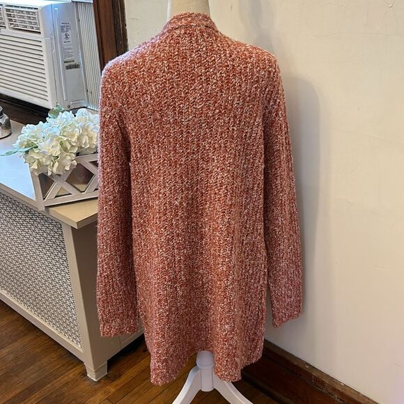B B Dakota rust white long open pocketed cardigan Size S New - Picture 3 of 9